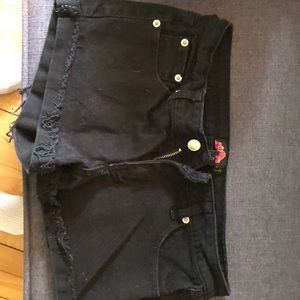 Black denim shorts